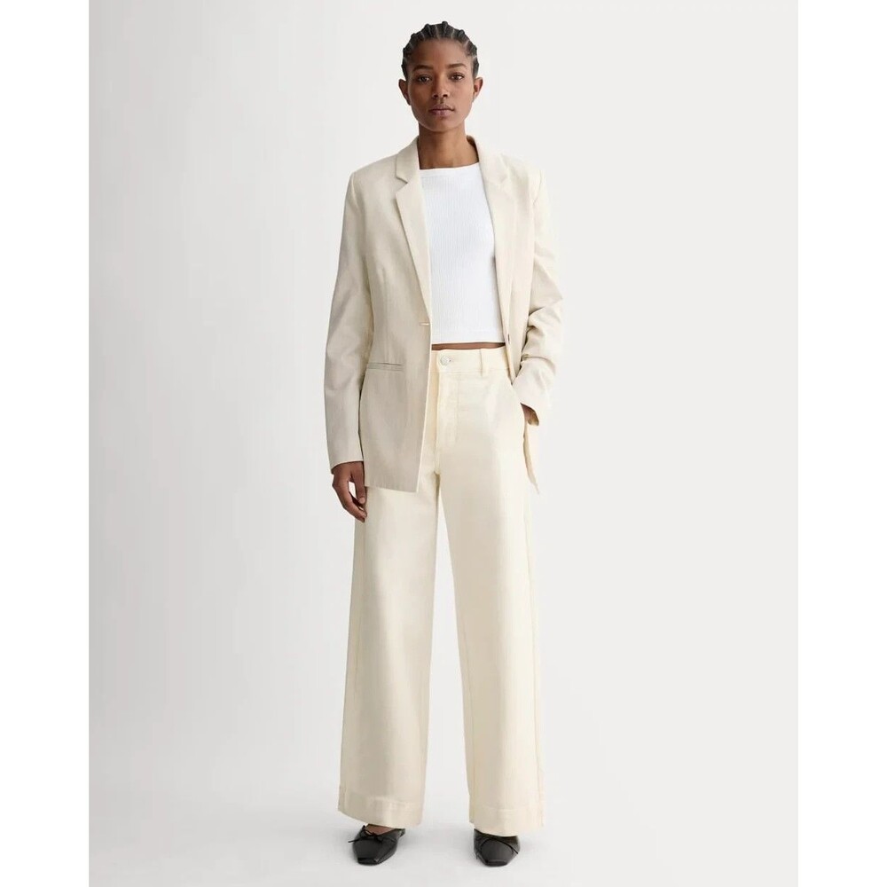 EVERLANE The Utility Wide-Leg Pants 0R Bone White High Rise Organic NEW B20